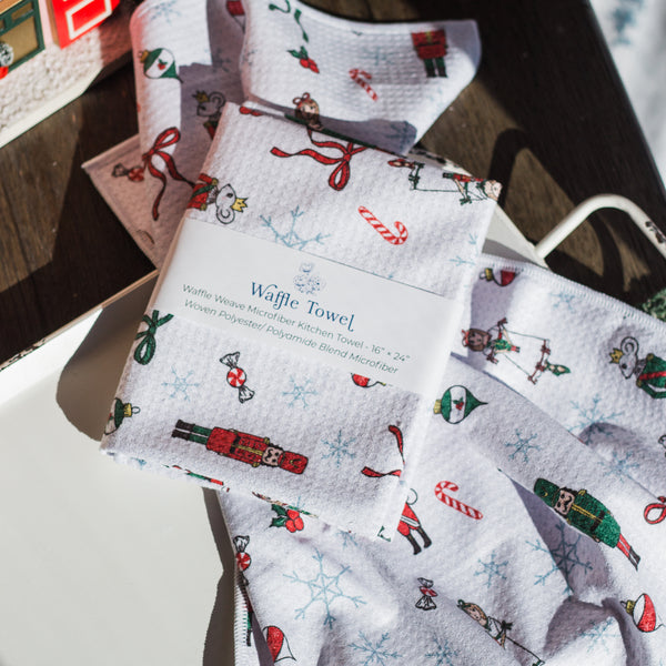 Nutcracker Waffle Knit Tea Towel