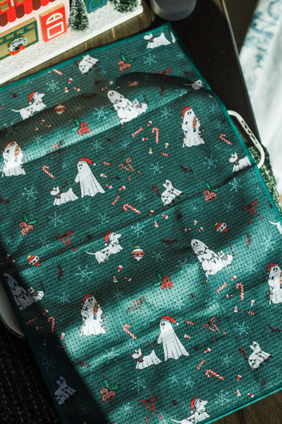 Ghost Christmas Waffle Knit Tea Towel