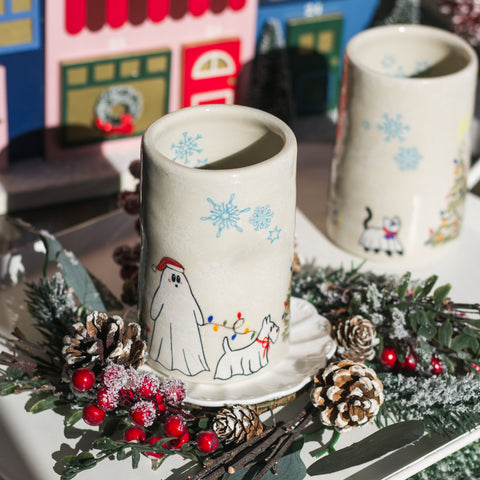 Ghost Christmas Thumb Print Tumbler Cup