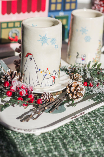 Ghost Christmas Thumb Print Tumbler Cup