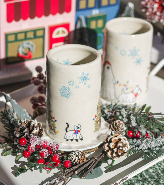 Ghost Christmas Thumb Print Tumbler Cup