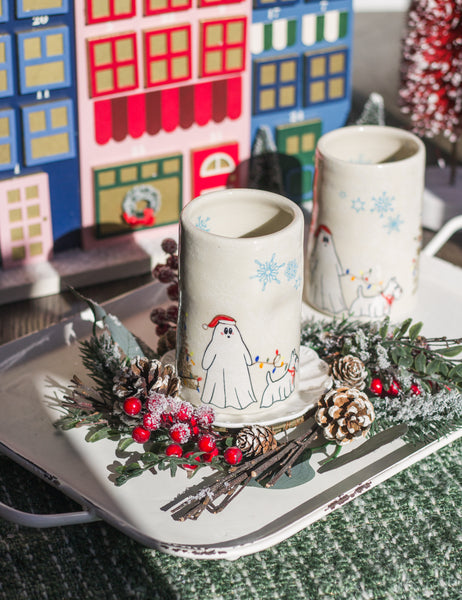 Ghost Christmas Thumb Print Tumbler Cup