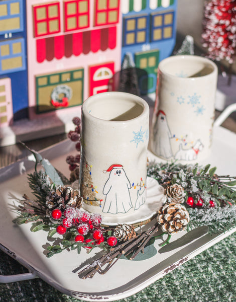 Ghost Christmas Thumb Print Tumbler Cup