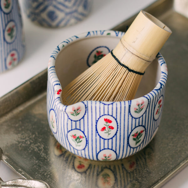 Made to Order Floral Stripes Matcha Bowl