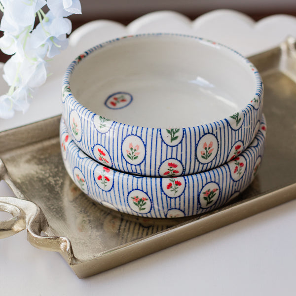 Made to Order Floral Stripes Pasta Bowl