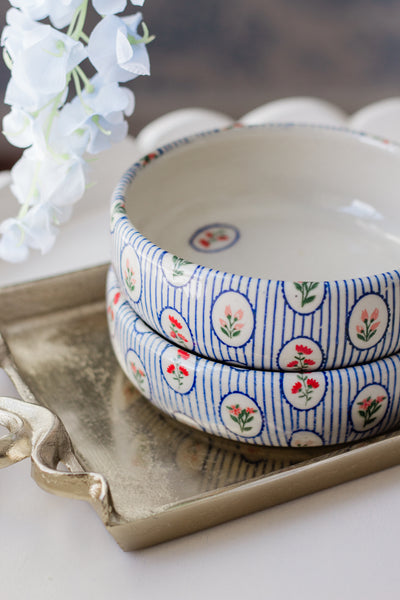Made to Order Floral Stripes Pasta Bowl