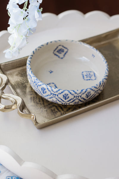 Made to Order Diamond Floral Pasta Bowl- Blue