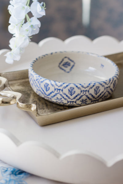 Made to Order Diamond Floral Pasta Bowl- Blue