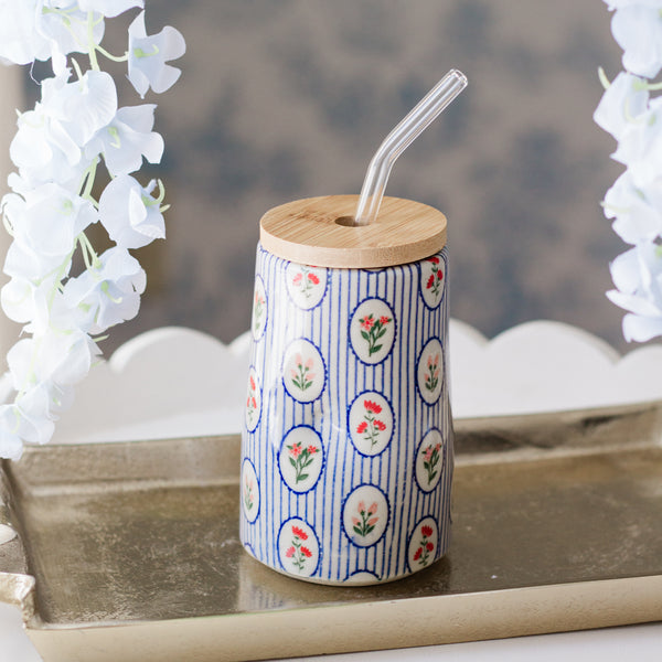 Made to Order Floral Stripes Thumb Print Cup