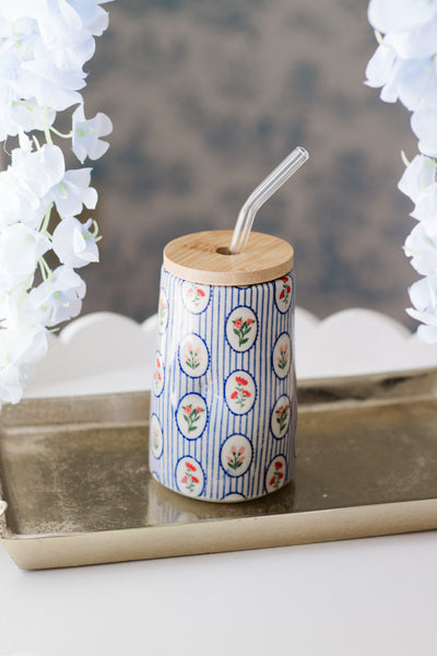 Made to Order Floral Stripes Thumb Print Cup