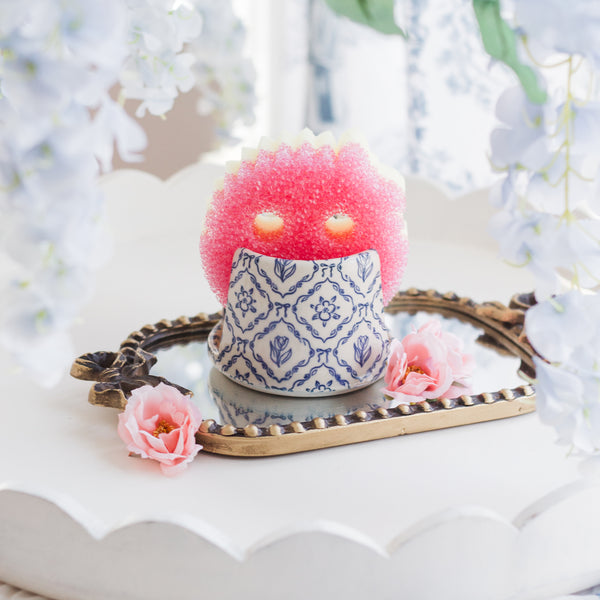 Made to Order Diamond Floral Sponge Holder- Blue