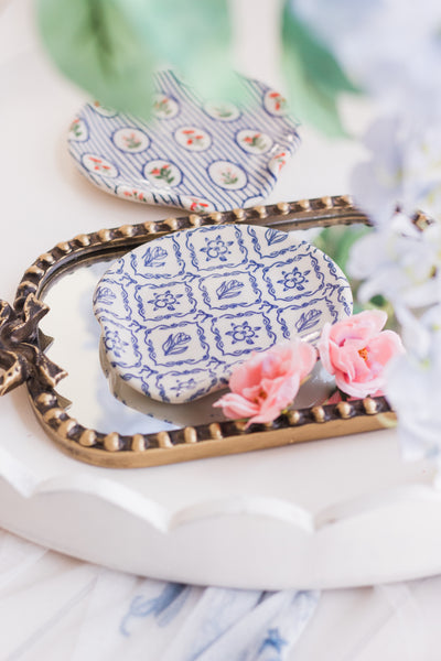 Made to Order Diamond Floral Spoon Rest- Blue