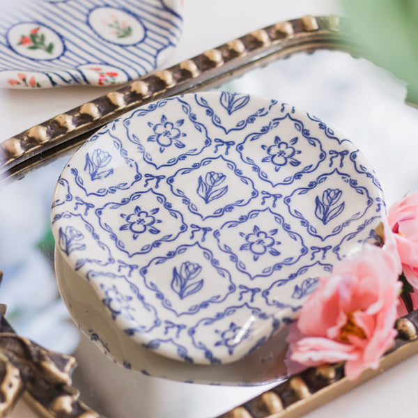 Made to Order Diamond Floral Spoon Rest- Blue