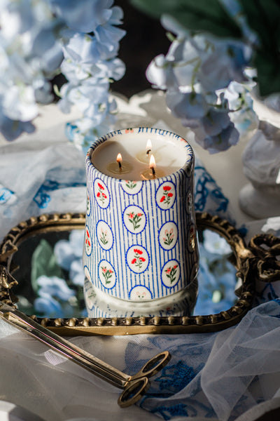 Made to Order Floral Stripes Olive Roots Candle