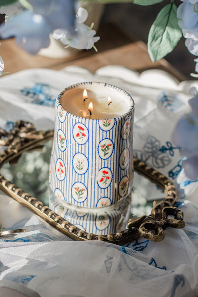 Made to Order Floral Stripes Olive Roots Candle