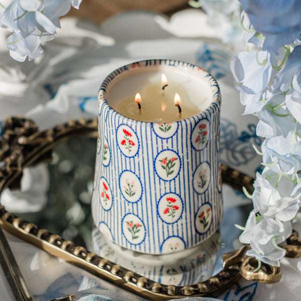 Made to Order Floral Stripes Olive Roots Candle