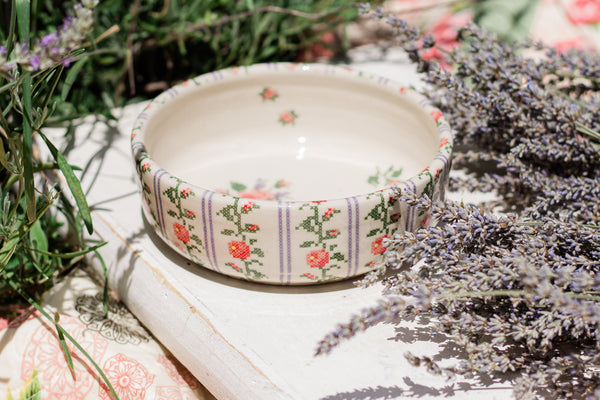 Cross Stitch Rose Vines Pasta Bowl- Cannot match a set read description