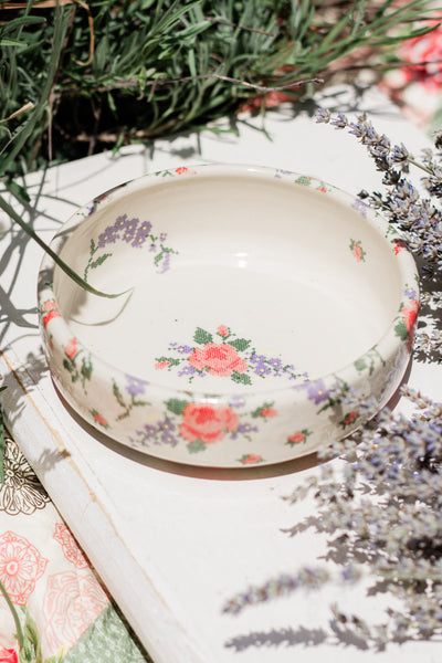 Cross Stitch Flowers Pasta Bowl- Cannot match a set read description