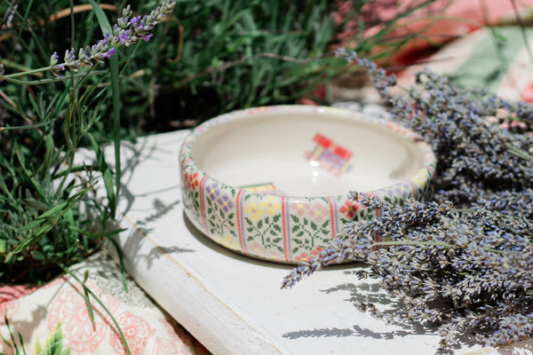 Cross Stitch Wild Flower and Books Pasta Bowl- Cannot match a set read description