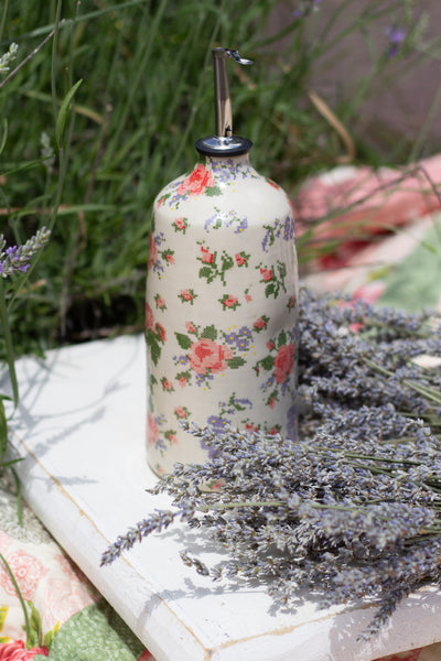Cross Stitch Flowers Oil Bottle