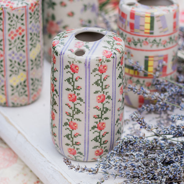 Cross Stitch Rose Vines Travel Cup