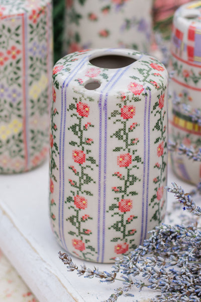 Cross Stitch Rose Vines Travel Cup