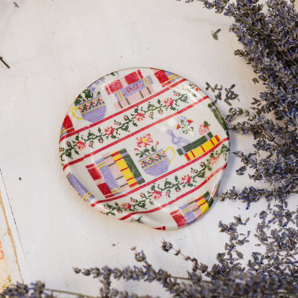Cross Stitch Bookshelf Spoon Rest
