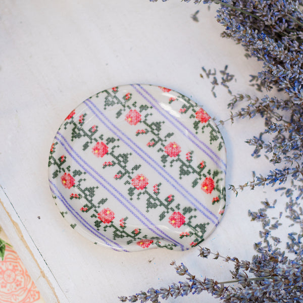 Cross Stitch Rose Vines Spoon Rest