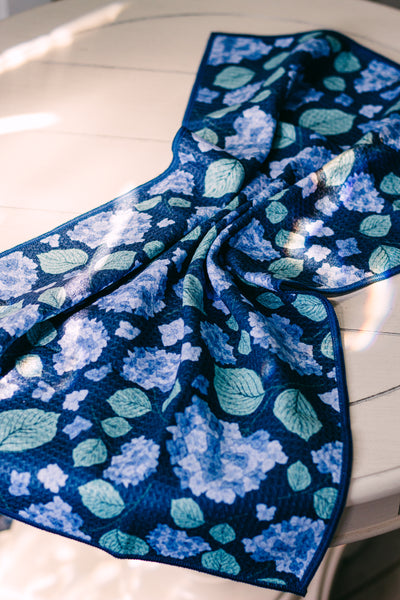 Hydrangea Waffle Knit Tea Towel