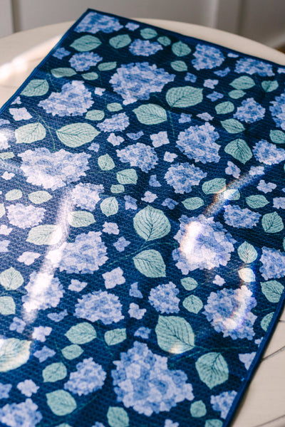 Hydrangea Waffle Knit Tea Towel