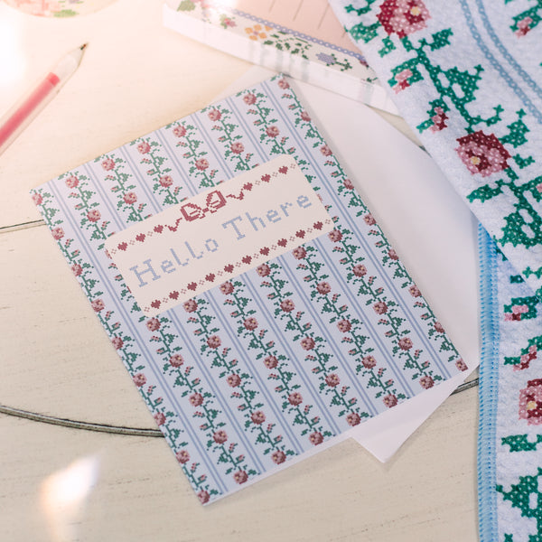 Cross Stitch Hello There Card