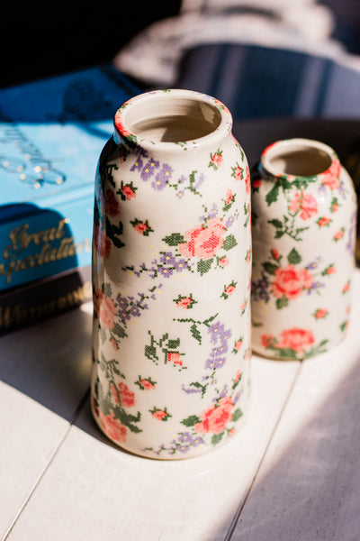 Cross Stitch Flowers Vase