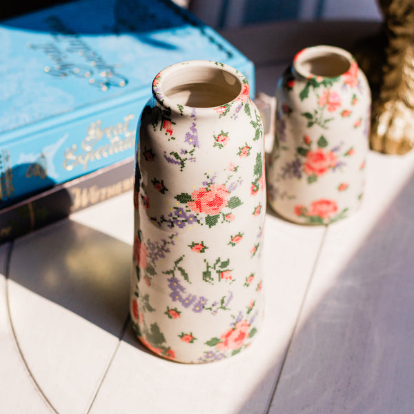 Cross Stitch Flowers Vase