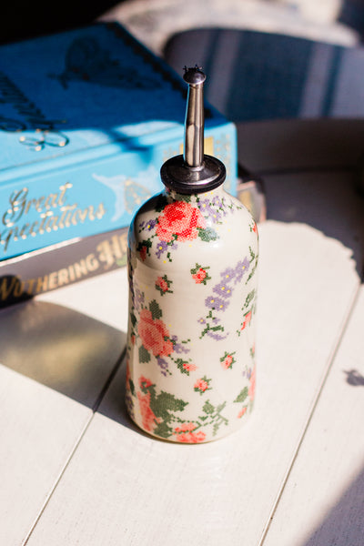 Cross Stitch Flowers Syrup Bottle