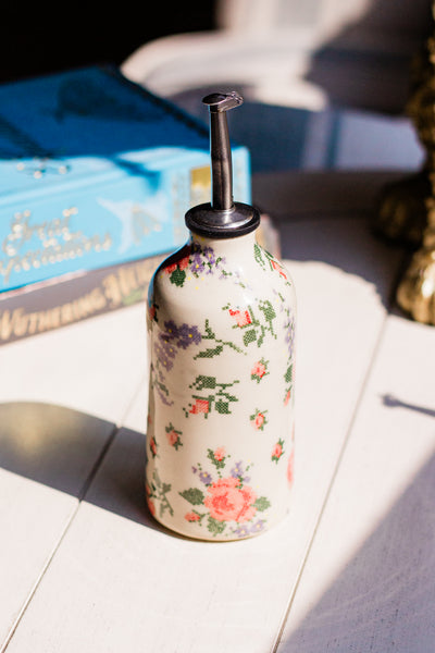 Cross Stitch Flowers Syrup Bottle