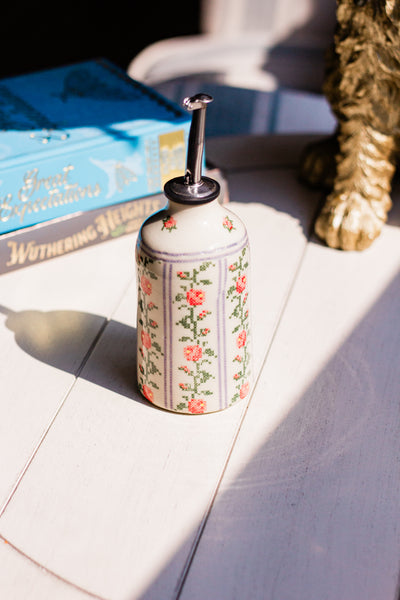 Cross Stitch Rose Vines Syrup Bottle