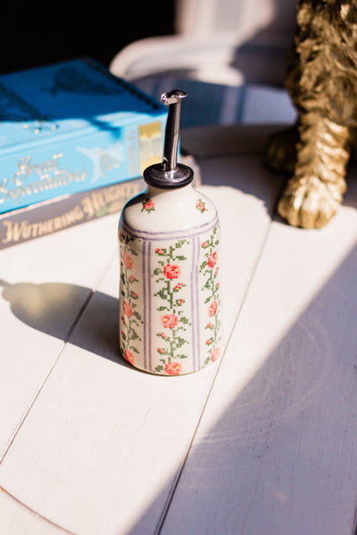 Cross Stitch Rose Vines Syrup Bottle