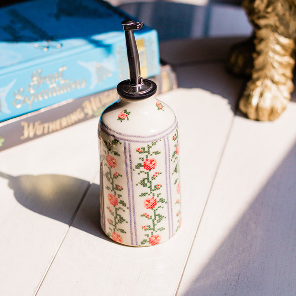 Cross Stitch Rose Vines Syrup Bottle