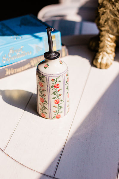 Cross Stitch Rose Vines Syrup Bottle