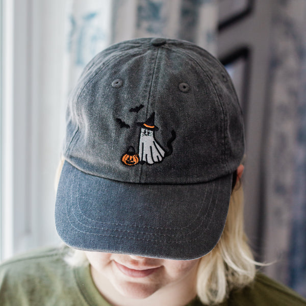 Catspur the Ghost Cat Embroidered Hat