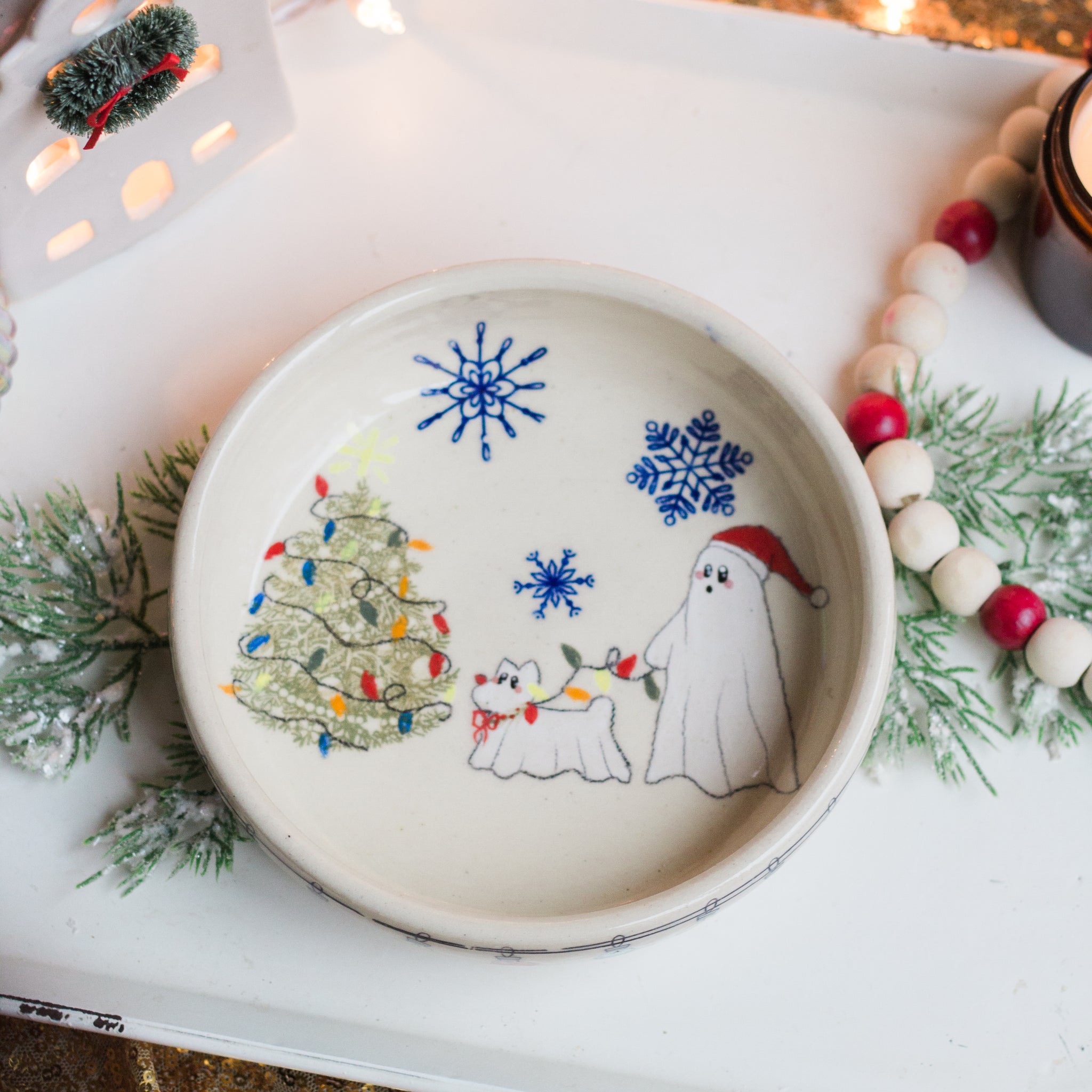 Gus the Ghost Dog Christmas Pasta Bowl