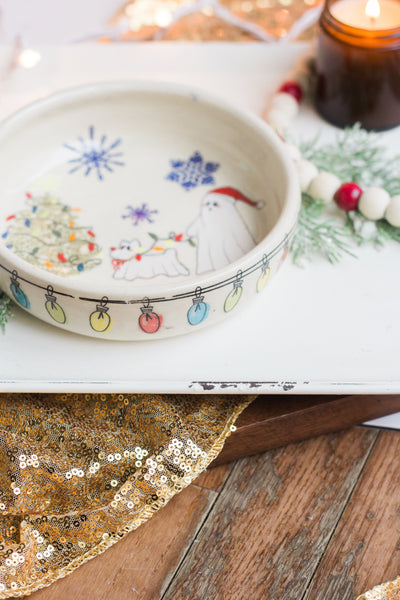 Gus the Ghost Dog Christmas Pasta Bowl