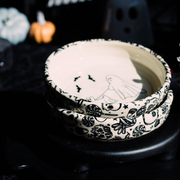 OPENS AUGUST 7th Pre-Order Gus the Ghost dog on a Walk Pasta Bowl