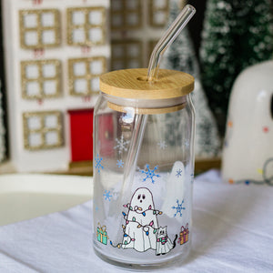 Christmas Ghost Glass Cup- Dishwasher Safe