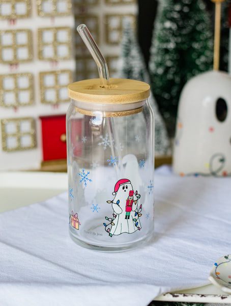 Christmas Ghost Glass Cup- Dishwasher Safe