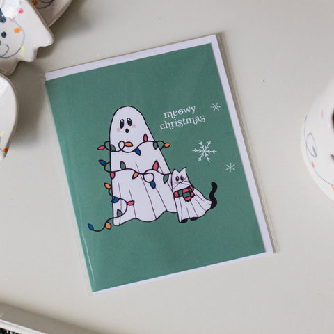 Catsper the Ghost Kitty Christmas Greeting Card