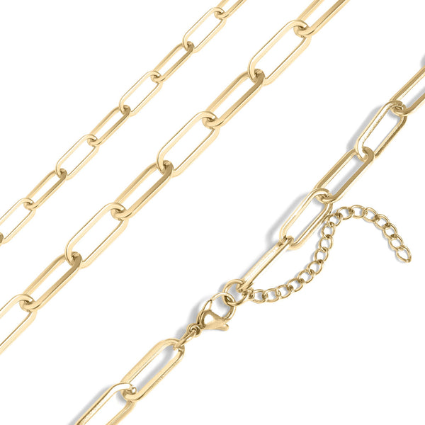 18K Gold PVD Stainless Steel Paperclip Chain Necklace
