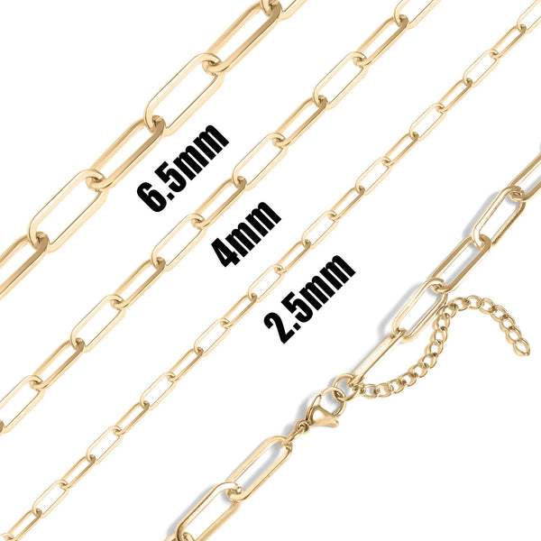 18K Gold PVD Stainless Steel Paperclip Chain Necklace