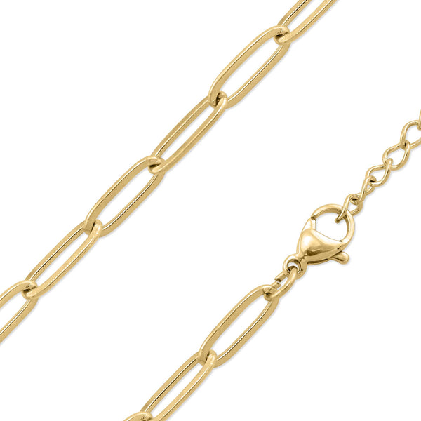 18K Gold PVD Stainless Steel Paperclip Chain Necklace
