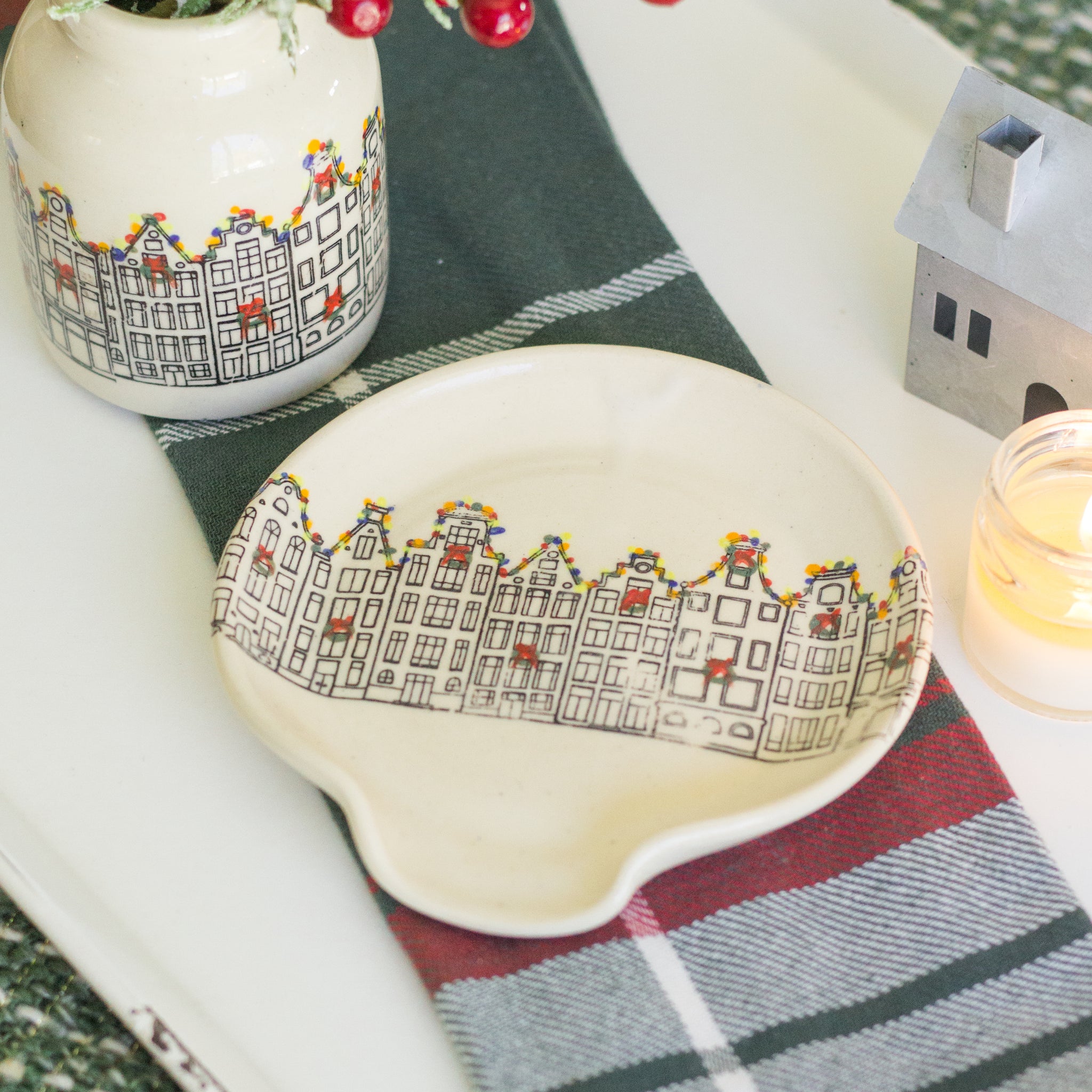 Christmas Village Lights Spoon Rest